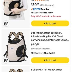 Pet Carrier Backpack - HiDream - New, Small Dog or Cat